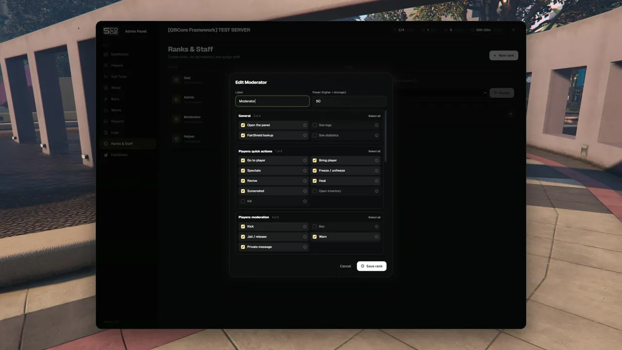 The rank editor